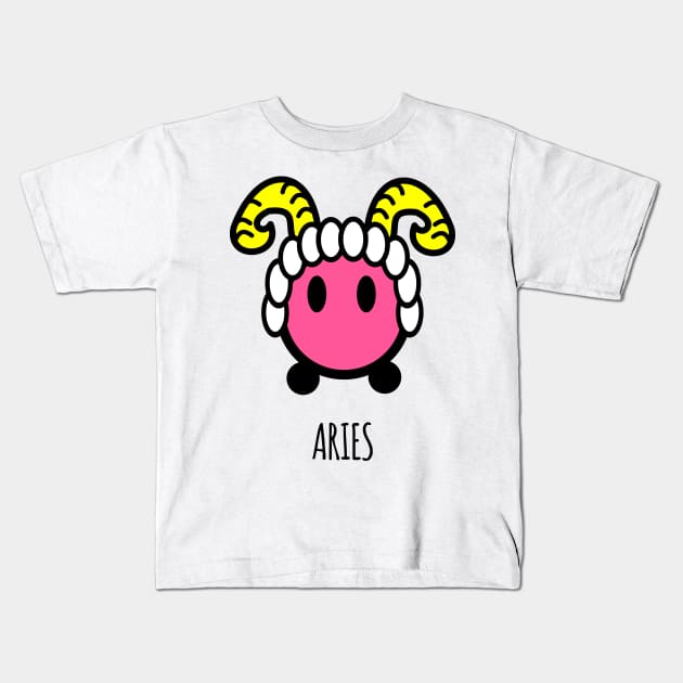 Horoscope - Cute zodiac - Aries (white) Kids T-Shirt by LiveForever